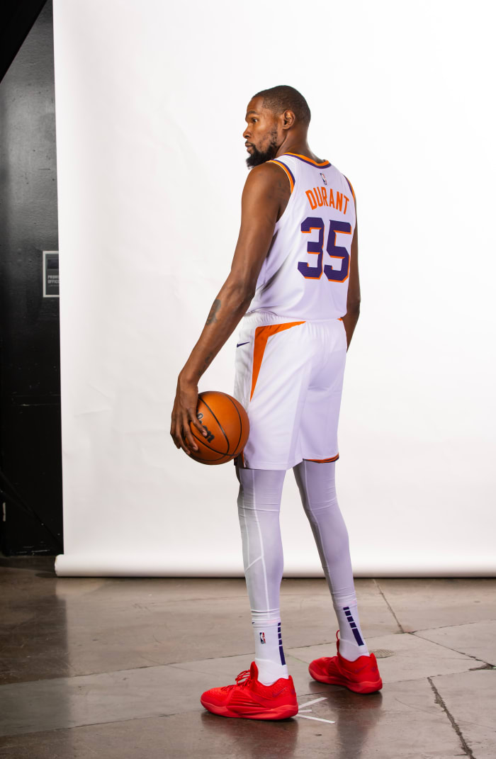 Phoenix Suns forward Kevin Durant poses for a portrait during media day.